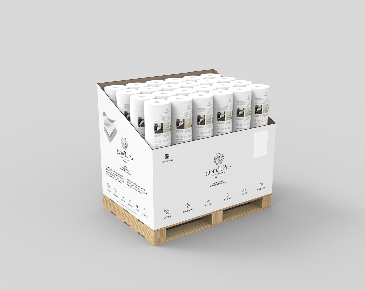 36 in x 100 ft Guardia Pro Surface Protection Roll showing the top view of the box and rolls